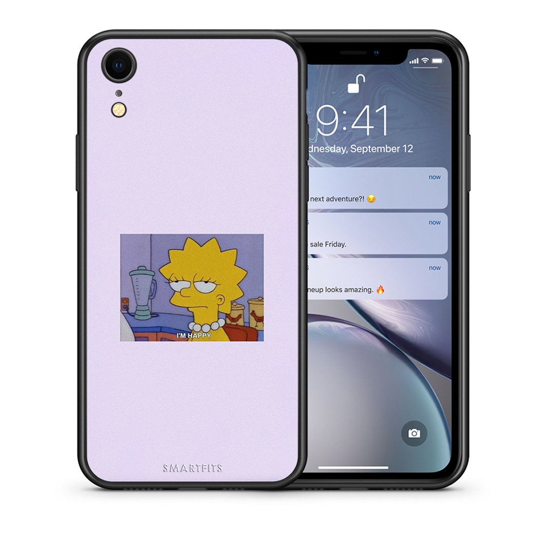 Θήκη iPhone XR So Happy από τη Smartfits με σχέδιο στο πίσω μέρος και μαύρο περίβλημα | iPhone XR So Happy case with colorful back and black bezels