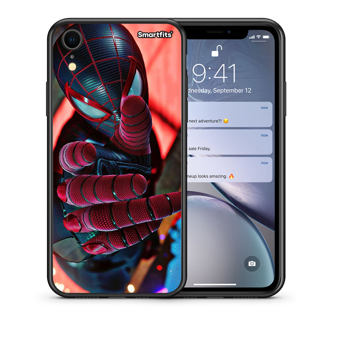 Θήκη iPhone XR Spider Hand από τη Smartfits με σχέδιο στο πίσω μέρος και μαύρο περίβλημα | iPhone XR Spider Hand case with colorful back and black bezels