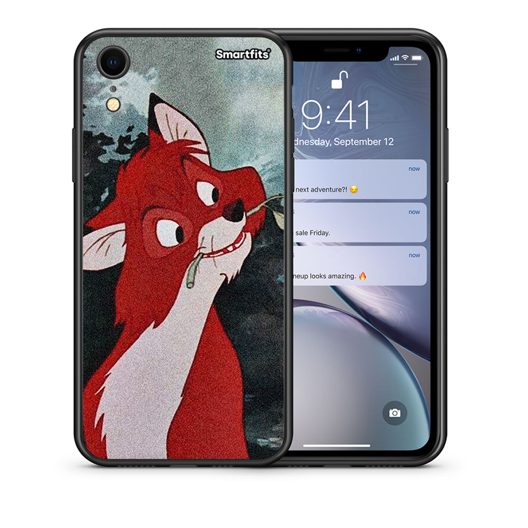 Θήκη iPhone XR Tod And Vixey Love 1 από τη Smartfits με σχέδιο στο πίσω μέρος και μαύρο περίβλημα | iPhone XR Tod And Vixey Love 1 case with colorful back and black bezels