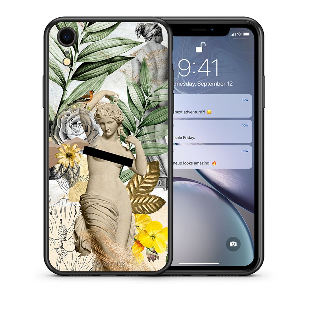 Θήκη iPhone XR Woman Statue από τη Smartfits με σχέδιο στο πίσω μέρος και μαύρο περίβλημα | iPhone XR Woman Statue case with colorful back and black bezels