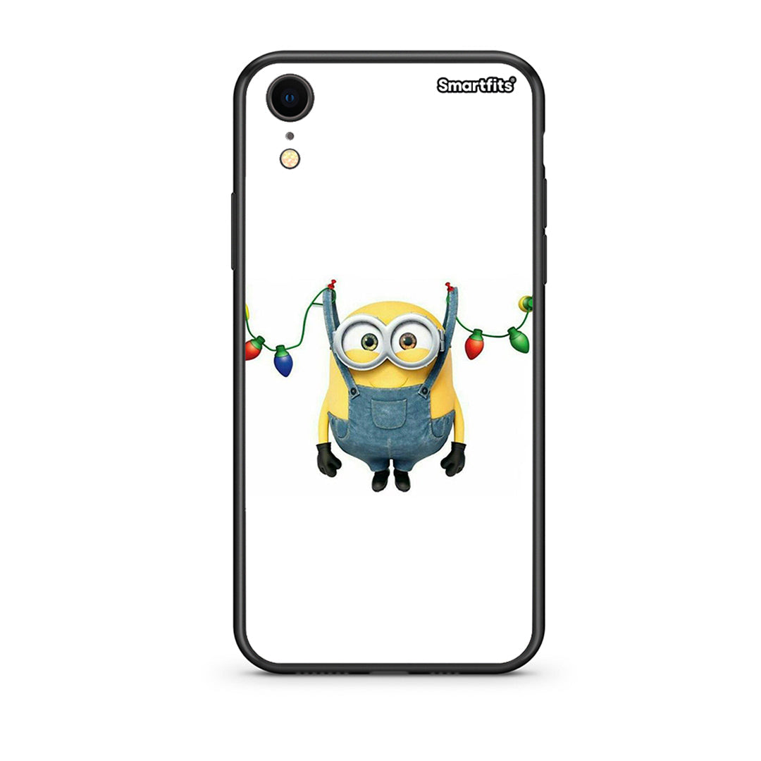 iphone xr Xmas Minion Lights θήκη από τη Smartfits με σχέδιο στο πίσω μέρος και μαύρο περίβλημα | Smartphone case with colorful back and black bezels by Smartfits