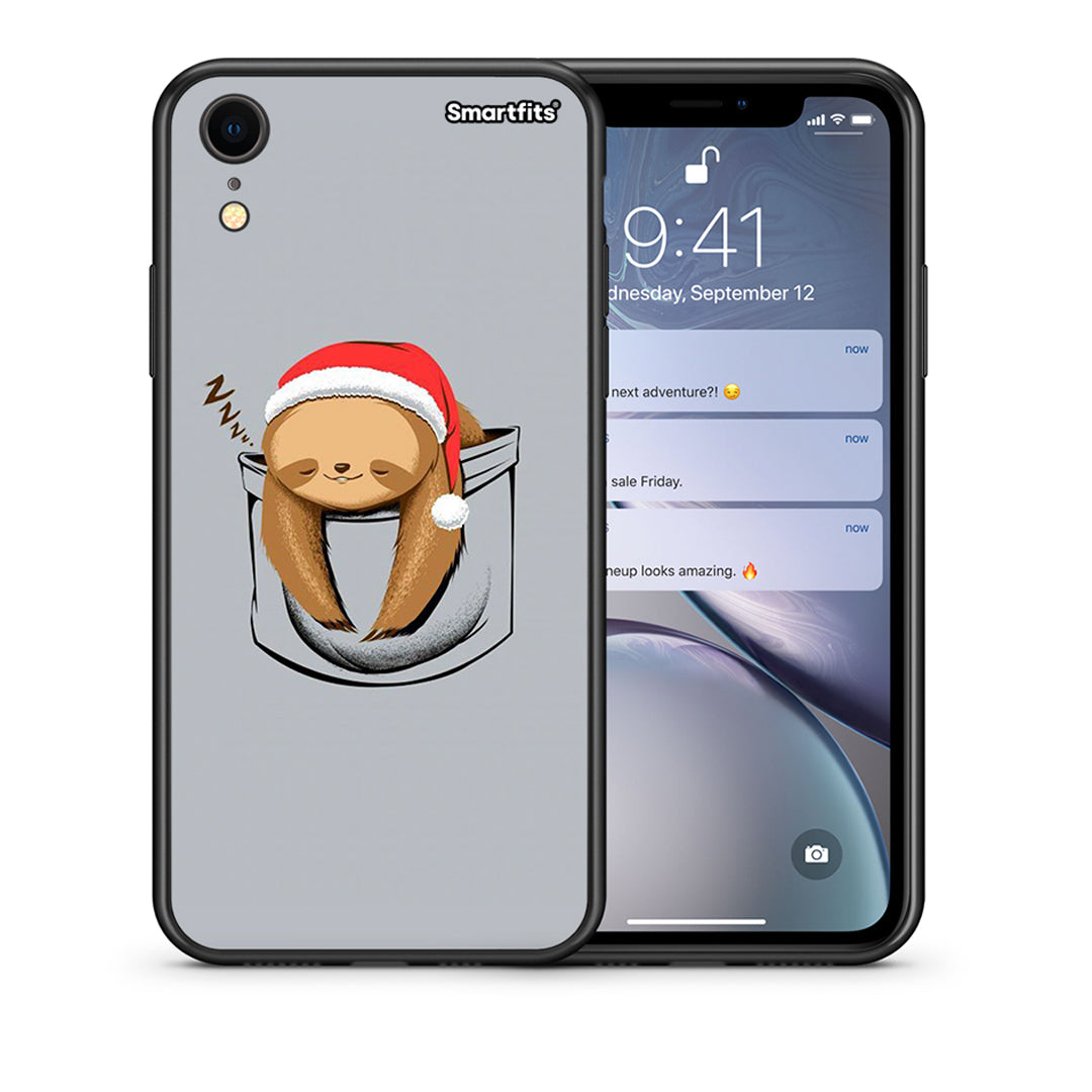 Θήκη iPhone XR Xmas Zzzz από τη Smartfits με σχέδιο στο πίσω μέρος και μαύρο περίβλημα | iPhone XR Xmas Zzzz case with colorful back and black bezels