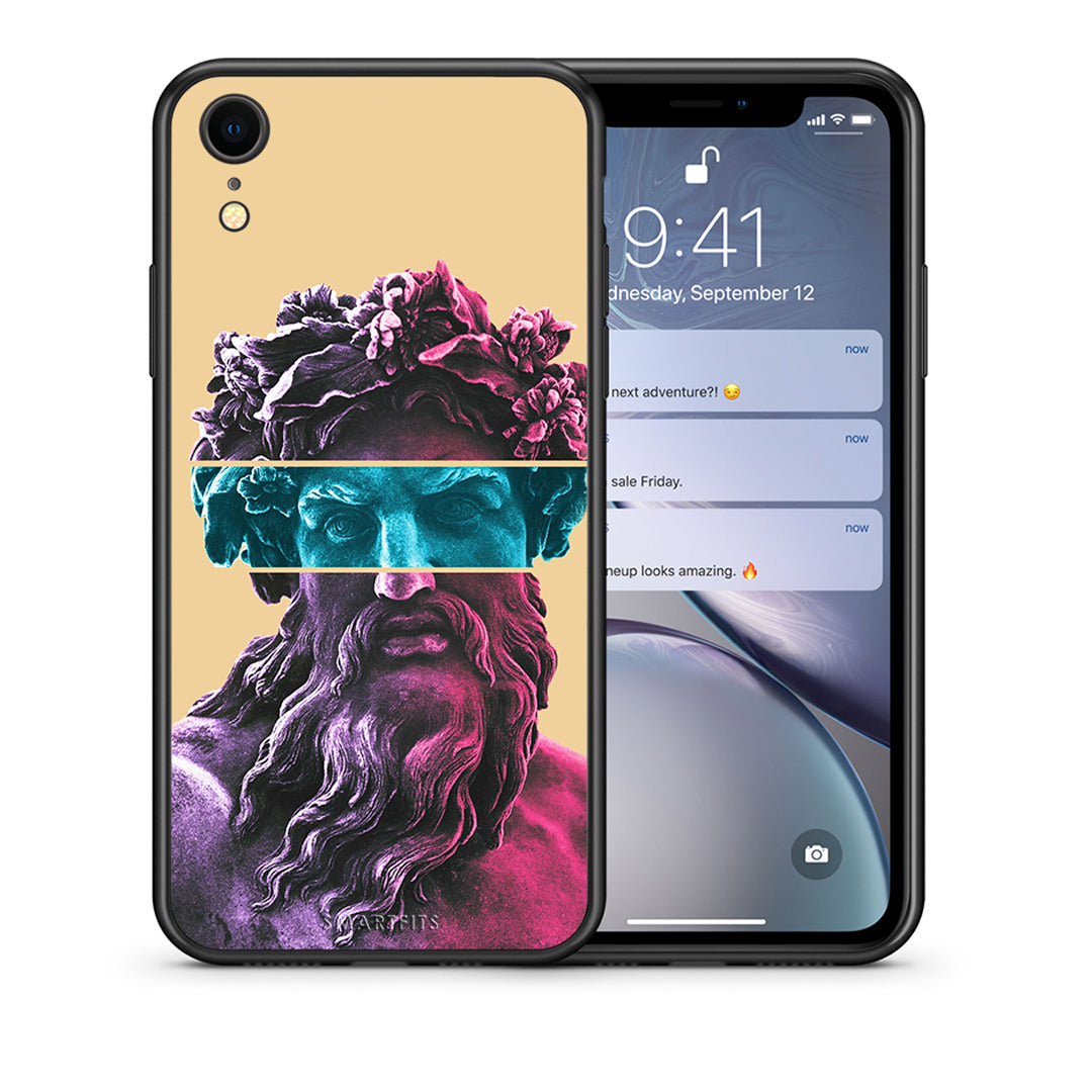 Θήκη Αγίου Βαλεντίνου iPhone XR Zeus Art από τη Smartfits με σχέδιο στο πίσω μέρος και μαύρο περίβλημα | iPhone XR Zeus Art case with colorful back and black bezels