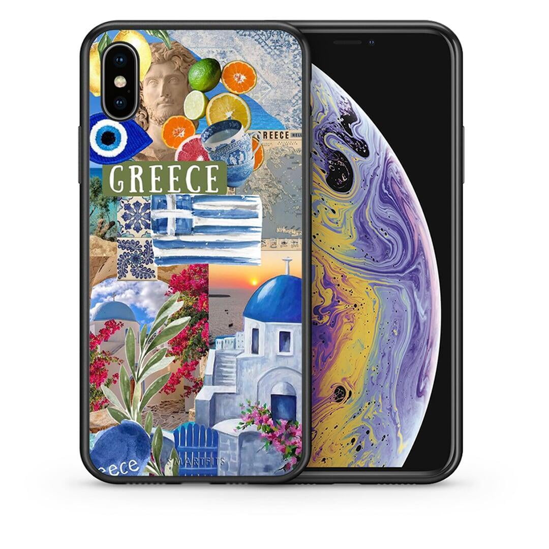 Θήκη iPhone Xs Max All Greek από τη Smartfits με σχέδιο στο πίσω μέρος και μαύρο περίβλημα | iPhone Xs Max All Greek case with colorful back and black bezels