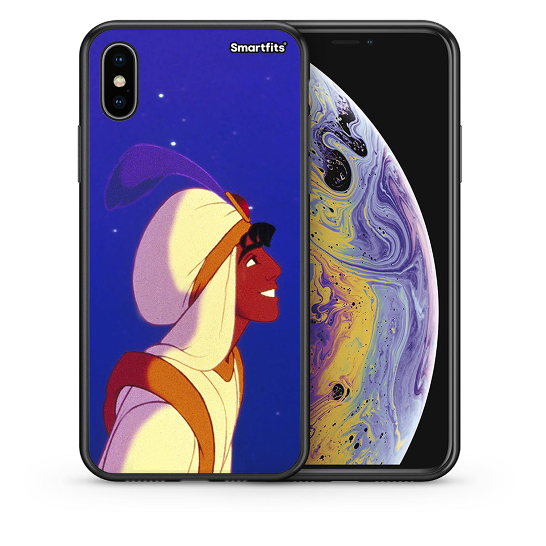 Θήκη iPhone Xs Max Alladin And Jasmine Love 1 από τη Smartfits με σχέδιο στο πίσω μέρος και μαύρο περίβλημα | iPhone Xs Max Alladin And Jasmine Love 1 case with colorful back and black bezels