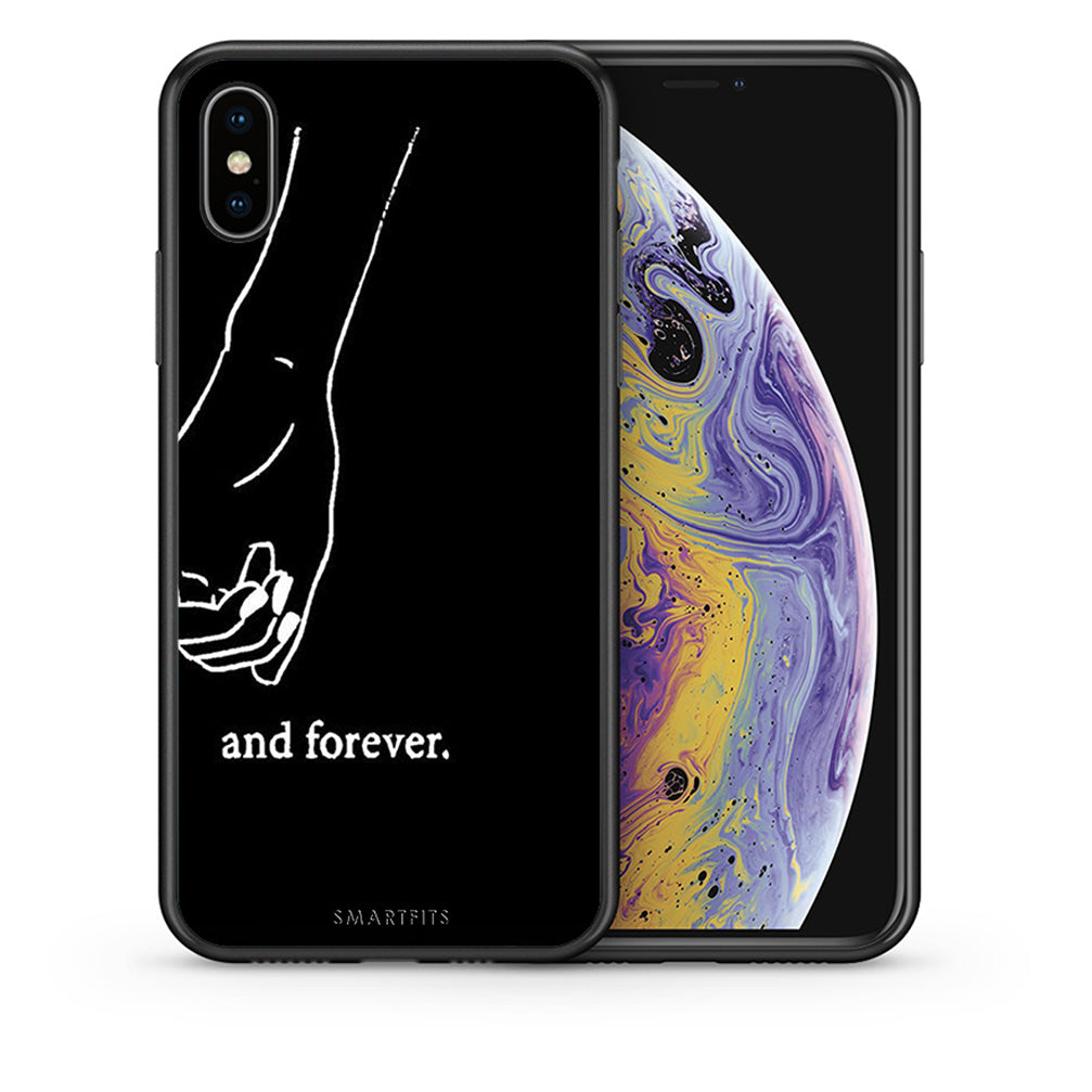 Θήκη Αγίου Βαλεντίνου iPhone X / Xs Always & Forever 2 από τη Smartfits με σχέδιο στο πίσω μέρος και μαύρο περίβλημα | iPhone X / Xs Always & Forever 2 case with colorful back and black bezels