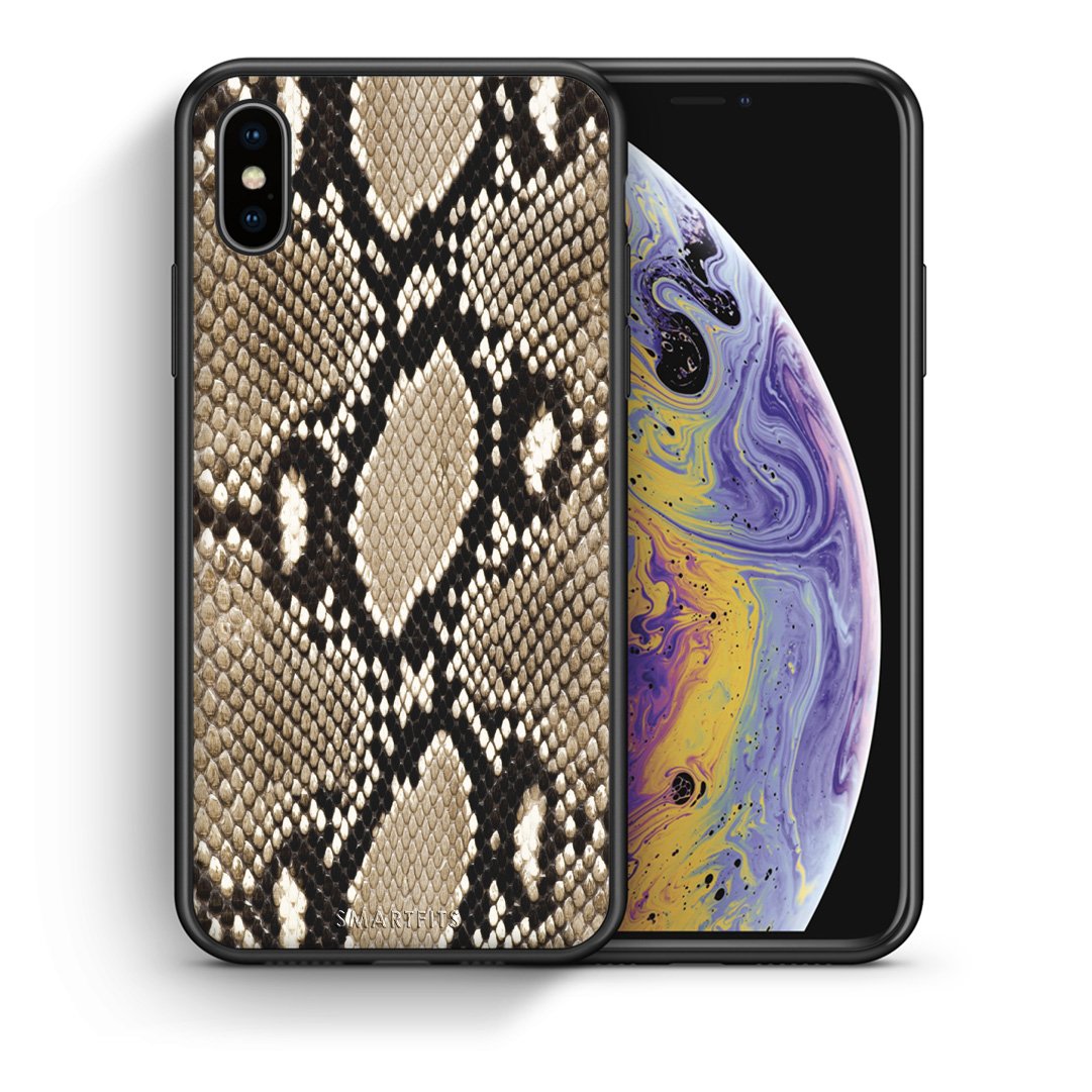 Θήκη iPhone X/Xs Fashion Snake Animal από τη Smartfits με σχέδιο στο πίσω μέρος και μαύρο περίβλημα | iPhone X/Xs Fashion Snake Animal case with colorful back and black bezels