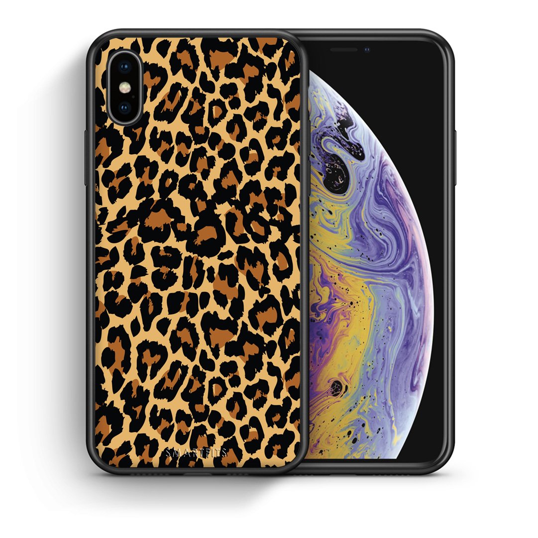 Θήκη iPhone X/Xs Leopard Animal από τη Smartfits με σχέδιο στο πίσω μέρος και μαύρο περίβλημα | iPhone X/Xs Leopard Animal case with colorful back and black bezels