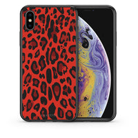 Thumbnail for Θήκη iPhone X/Xs Red Leopard Animal από τη Smartfits με σχέδιο στο πίσω μέρος και μαύρο περίβλημα | iPhone X/Xs Red Leopard Animal case with colorful back and black bezels