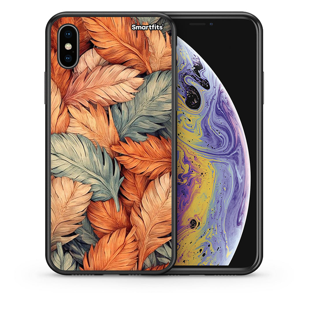 Θήκη iPhone X / Xs Autumn Leaves από τη Smartfits με σχέδιο στο πίσω μέρος και μαύρο περίβλημα | iPhone X / Xs Autumn Leaves case with colorful back and black bezels