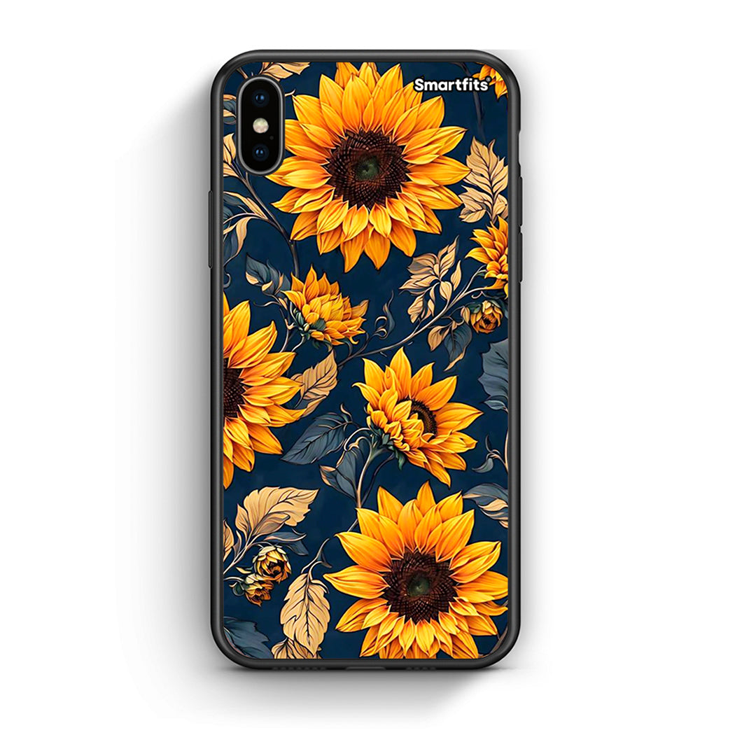iPhone X / Xs Autumn Sunflowers Θήκη από τη Smartfits με σχέδιο στο πίσω μέρος και μαύρο περίβλημα | Smartphone case with colorful back and black bezels by Smartfits