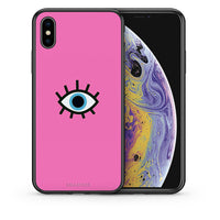 Thumbnail for Θήκη iPhone X/Xs Blue Eye Pink από τη Smartfits με σχέδιο στο πίσω μέρος και μαύρο περίβλημα | iPhone X/Xs Blue Eye Pink case with colorful back and black bezels