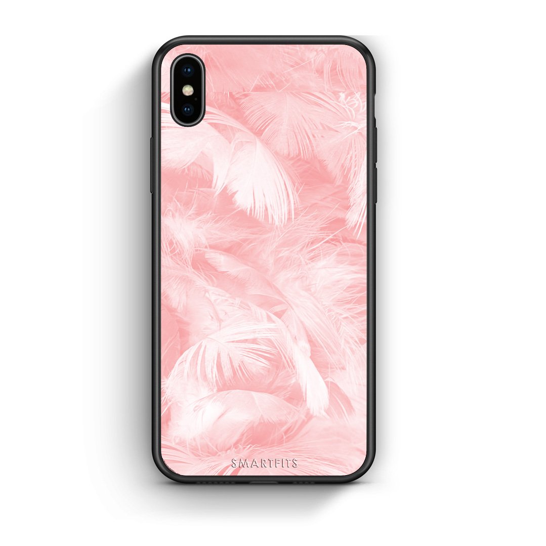 33 - iphone xs max Pink Feather Boho case, cover, bumper