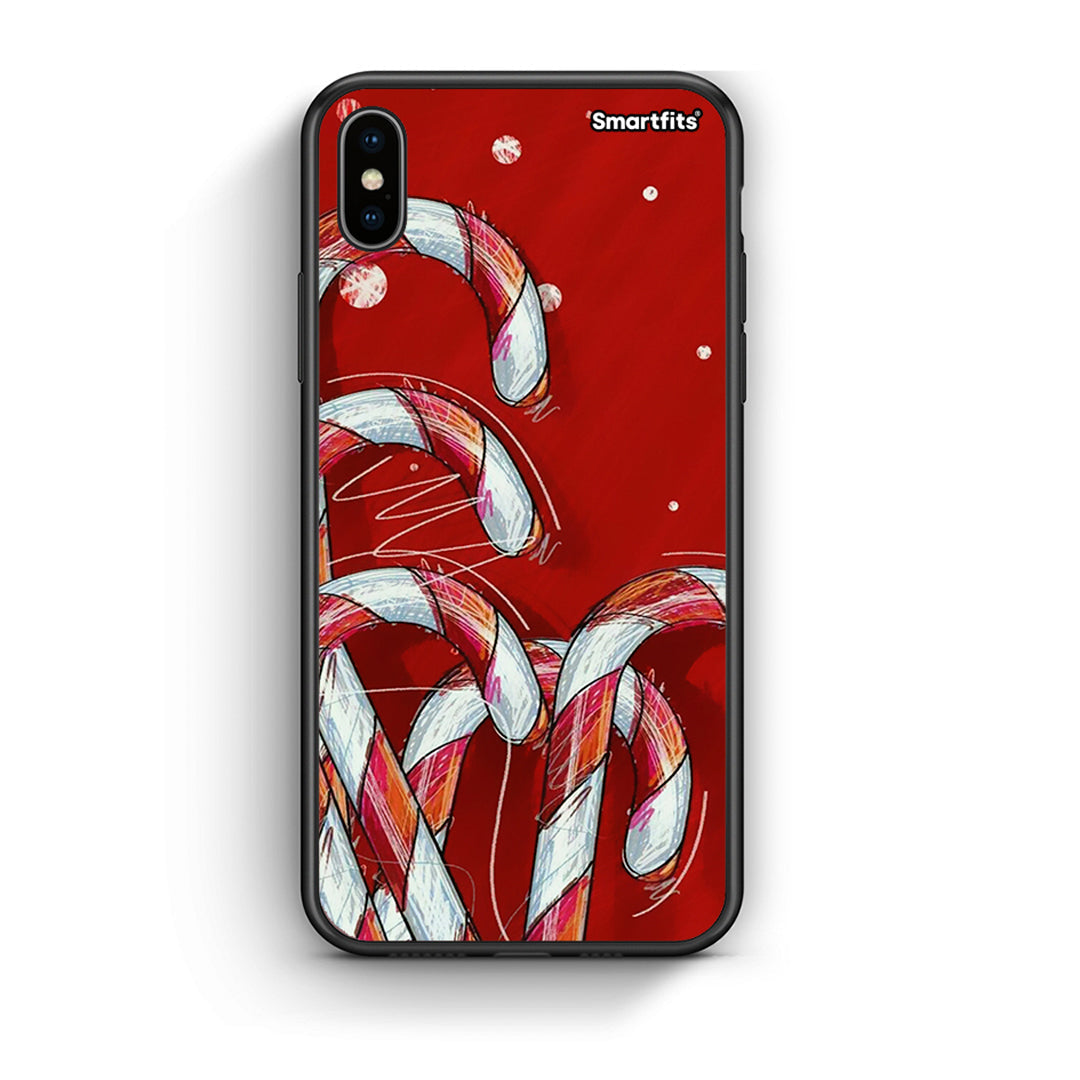 iPhone X/Xs Candy Cane θήκη από τη Smartfits με σχέδιο στο πίσω μέρος και μαύρο περίβλημα | Smartphone case with colorful back and black bezels by Smartfits