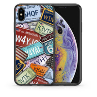 Thumbnail for Θήκη iPhone X/Xs Car Plates από τη Smartfits με σχέδιο στο πίσω μέρος και μαύρο περίβλημα | iPhone X/Xs Car Plates case with colorful back and black bezels