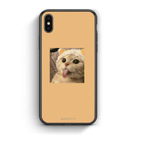 Thumbnail for iPhone X/Xs Cat Tongue θήκη από τη Smartfits με σχέδιο στο πίσω μέρος και μαύρο περίβλημα | Smartphone case with colorful back and black bezels by Smartfits
