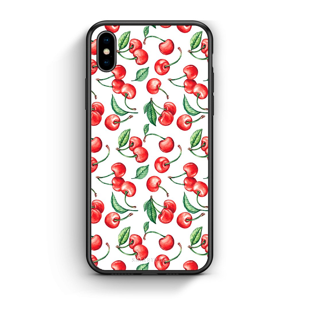 iPhone X/Xs Cherry Summer θήκη από τη Smartfits με σχέδιο στο πίσω μέρος και μαύρο περίβλημα | Smartphone case with colorful back and black bezels by Smartfits