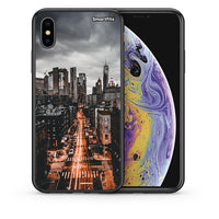Thumbnail for Θήκη iPhone X/Xs City Lights από τη Smartfits με σχέδιο στο πίσω μέρος και μαύρο περίβλημα | iPhone X/Xs City Lights case with colorful back and black bezels