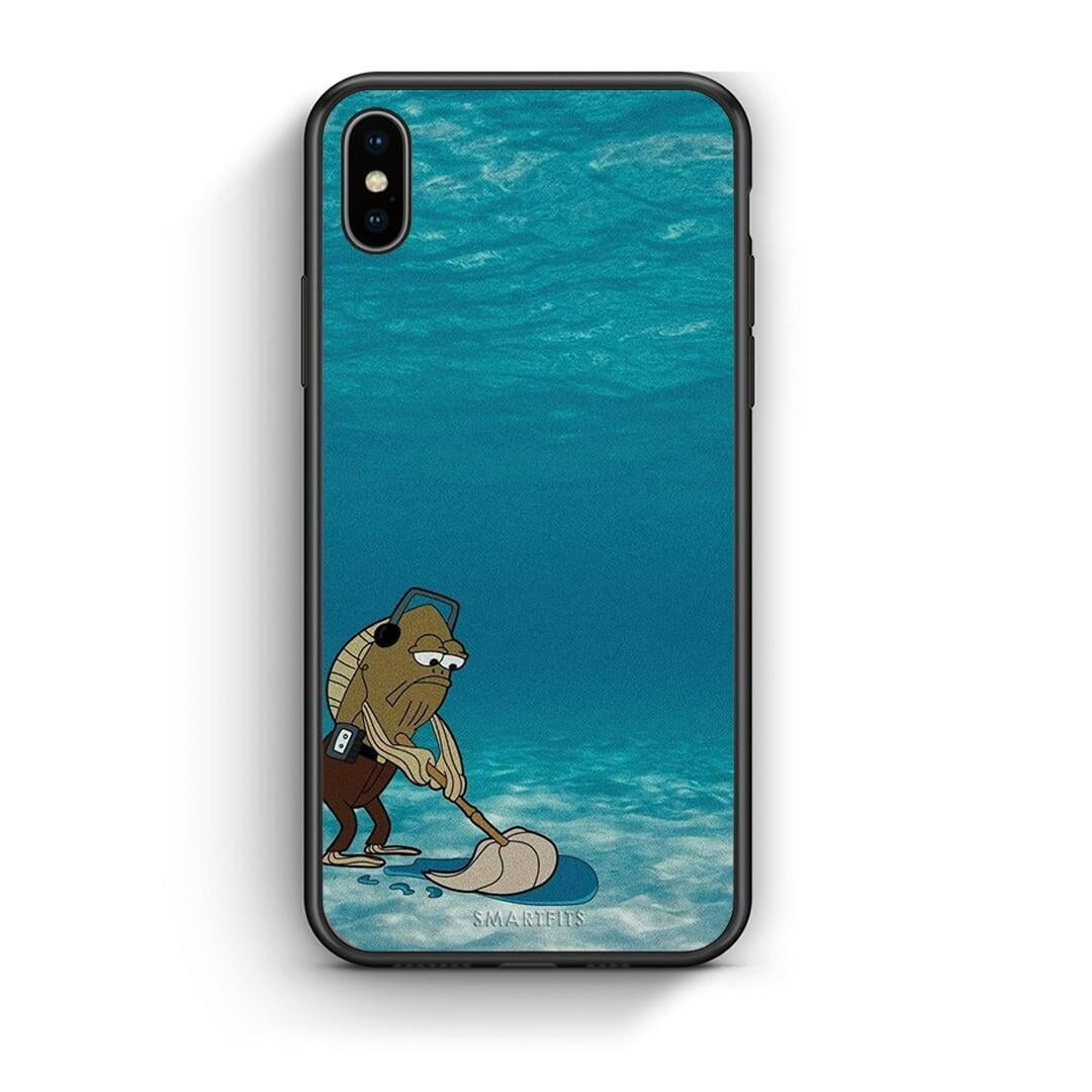 iPhone X / Xs Clean The Ocean Θήκη από τη Smartfits με σχέδιο στο πίσω μέρος και μαύρο περίβλημα | Smartphone case with colorful back and black bezels by Smartfits