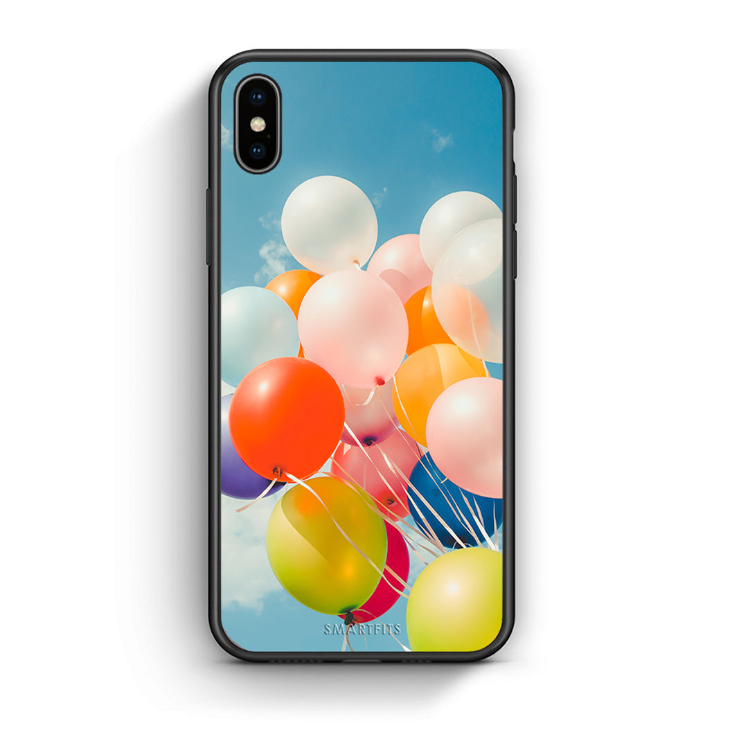 iPhone X/Xs Colorful Balloons θήκη από τη Smartfits με σχέδιο στο πίσω μέρος και μαύρο περίβλημα | Smartphone case with colorful back and black bezels by Smartfits