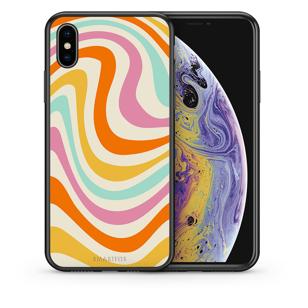 Θήκη iPhone Xs Max Colourful Waves από τη Smartfits με σχέδιο στο πίσω μέρος και μαύρο περίβλημα | iPhone Xs Max Colourful Waves case with colorful back and black bezels