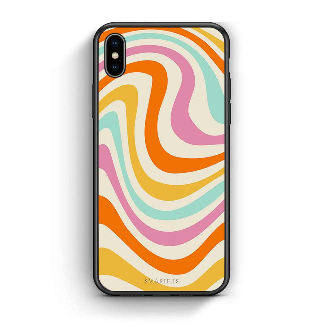 iPhone X/Xs Colourful Waves θήκη από τη Smartfits με σχέδιο στο πίσω μέρος και μαύρο περίβλημα | Smartphone case with colorful back and black bezels by Smartfits
