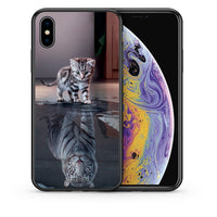 Thumbnail for Θήκη iPhone X/Xs Tiger Cute από τη Smartfits με σχέδιο στο πίσω μέρος και μαύρο περίβλημα | iPhone X/Xs Tiger Cute case with colorful back and black bezels