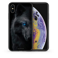 Thumbnail for Θήκη iPhone X/Xs Dark Wolf από τη Smartfits με σχέδιο στο πίσω μέρος και μαύρο περίβλημα | iPhone X/Xs Dark Wolf case with colorful back and black bezels