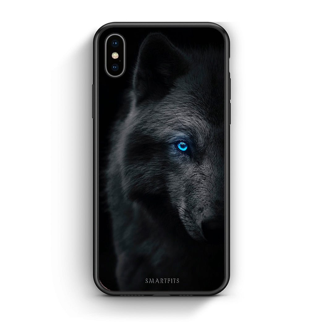 iPhone X/Xs Dark Wolf θήκη από τη Smartfits με σχέδιο στο πίσω μέρος και μαύρο περίβλημα | Smartphone case with colorful back and black bezels by Smartfits