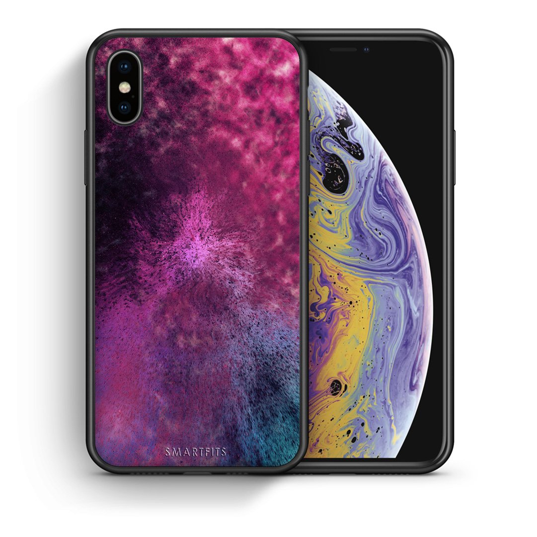 Θήκη iPhone X/Xs Aurora Galaxy από τη Smartfits με σχέδιο στο πίσω μέρος και μαύρο περίβλημα | iPhone X/Xs Aurora Galaxy case with colorful back and black bezels