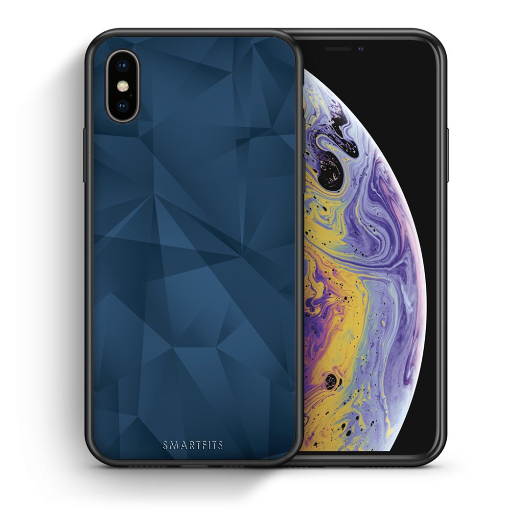 Θήκη iPhone X/Xs Blue Abstract Geometric από τη Smartfits με σχέδιο στο πίσω μέρος και μαύρο περίβλημα | iPhone X/Xs Blue Abstract Geometric case with colorful back and black bezels
