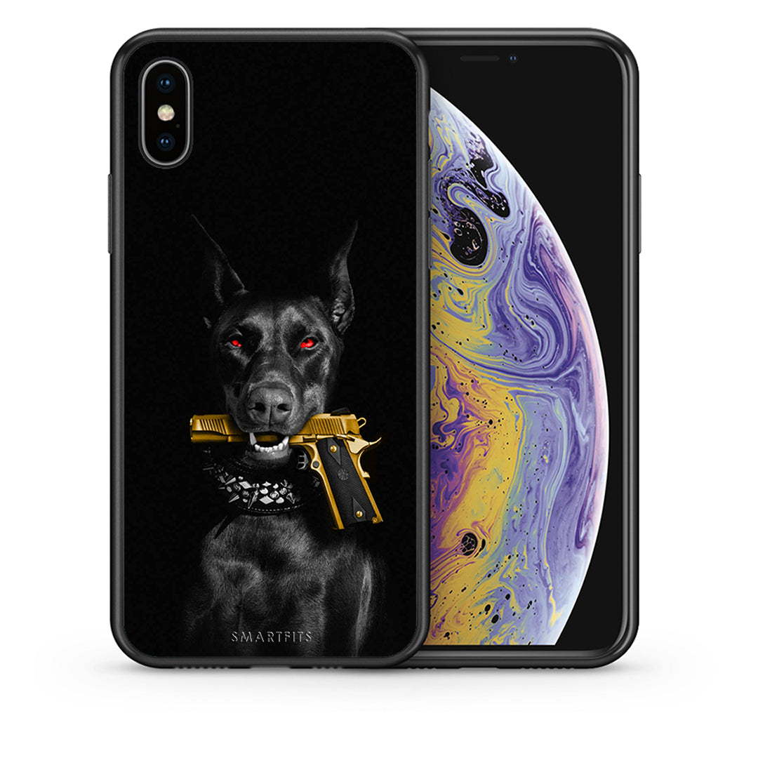 Θήκη Αγίου Βαλεντίνου iPhone X / Xs Golden Gun από τη Smartfits με σχέδιο στο πίσω μέρος και μαύρο περίβλημα | iPhone X / Xs Golden Gun case with colorful back and black bezels