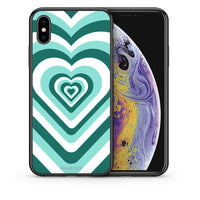 Thumbnail for Θήκη iPhone X/Xs Green Hearts από τη Smartfits με σχέδιο στο πίσω μέρος και μαύρο περίβλημα | iPhone X/Xs Green Hearts case with colorful back and black bezels
