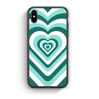 Thumbnail for iPhone X/Xs Green Hearts θήκη από τη Smartfits με σχέδιο στο πίσω μέρος και μαύρο περίβλημα | Smartphone case with colorful back and black bezels by Smartfits