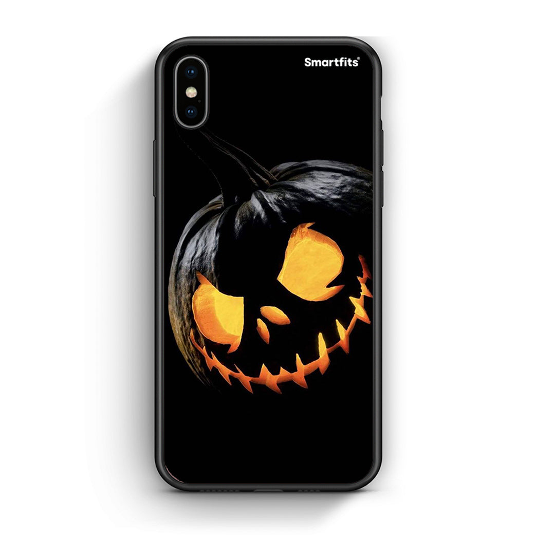 iPhone X / Xs Halloween Scary Pumpkin Θήκη από τη Smartfits με σχέδιο στο πίσω μέρος και μαύρο περίβλημα | Smartphone case with colorful back and black bezels by Smartfits