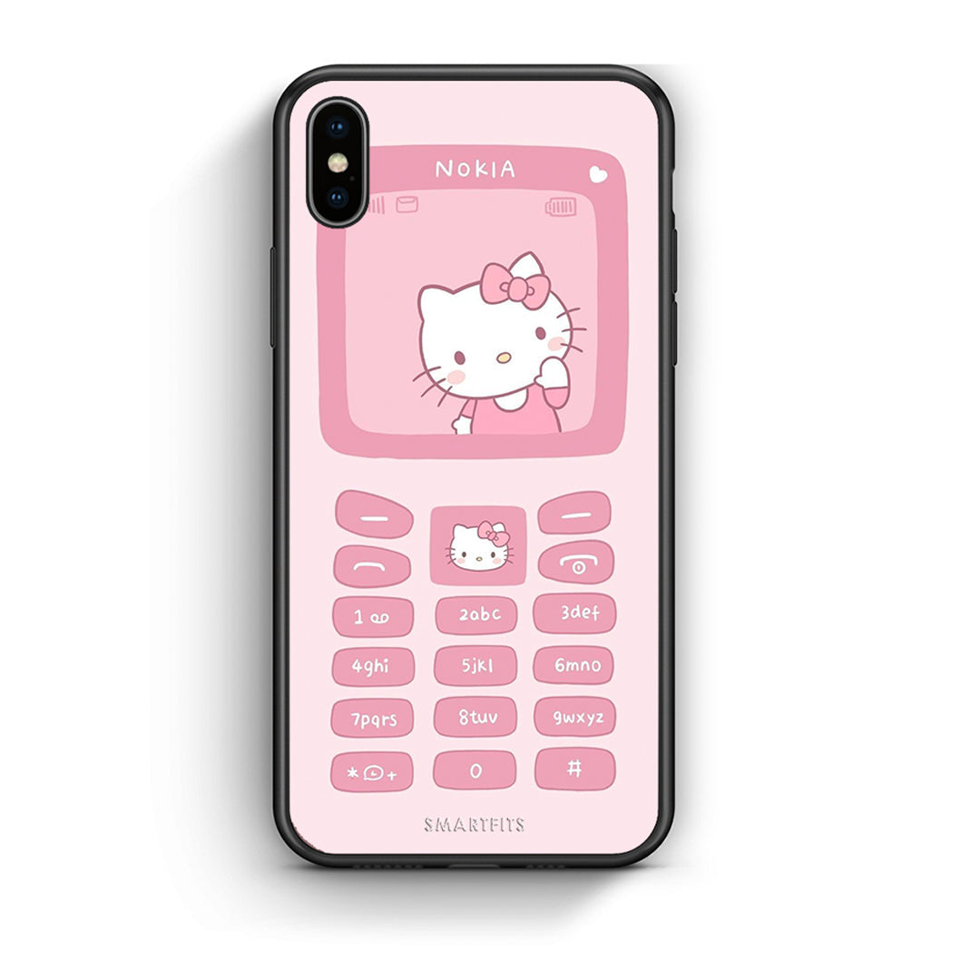 iPhone X / Xs Hello Kitten Θήκη Αγίου Βαλεντίνου από τη Smartfits με σχέδιο στο πίσω μέρος και μαύρο περίβλημα | Smartphone case with colorful back and black bezels by Smartfits