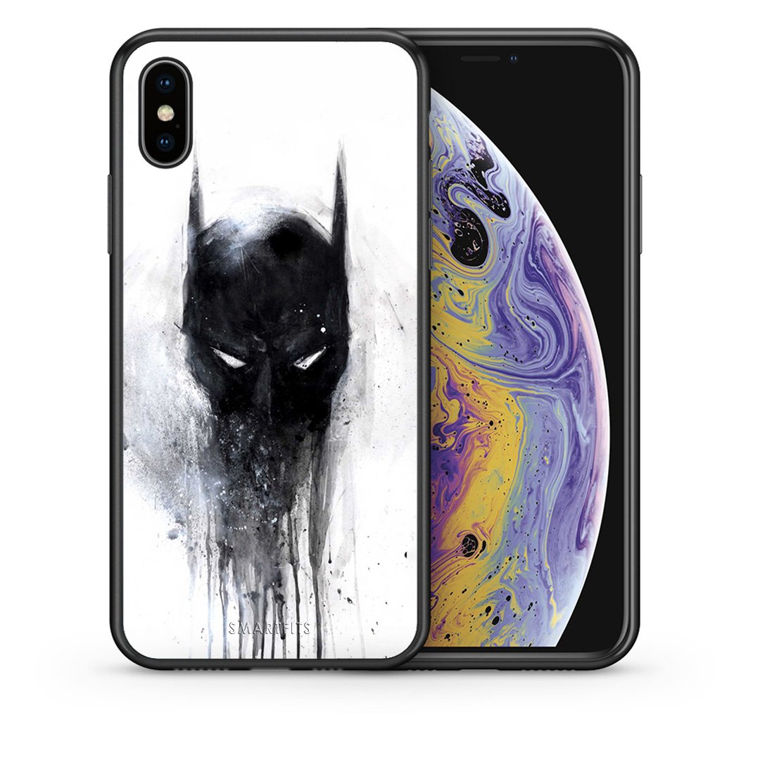 Θήκη iPhone X/Xs Paint Bat Hero από τη Smartfits με σχέδιο στο πίσω μέρος και μαύρο περίβλημα | iPhone X/Xs Paint Bat Hero case with colorful back and black bezels