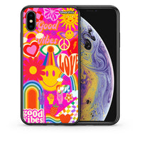 Thumbnail for Θήκη iPhone Xs Max Hippie Love από τη Smartfits με σχέδιο στο πίσω μέρος και μαύρο περίβλημα | iPhone Xs Max Hippie Love case with colorful back and black bezels
