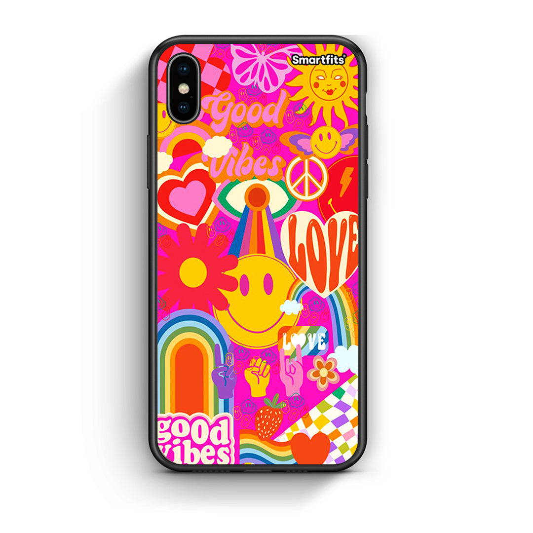 iphone xs max Hippie Love θήκη από τη Smartfits με σχέδιο στο πίσω μέρος και μαύρο περίβλημα | Smartphone case with colorful back and black bezels by Smartfits