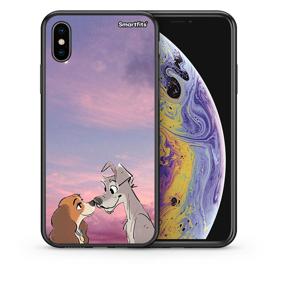 Θήκη iPhone X/Xs Lady And Tramp από τη Smartfits με σχέδιο στο πίσω μέρος και μαύρο περίβλημα | iPhone X/Xs Lady And Tramp case with colorful back and black bezels