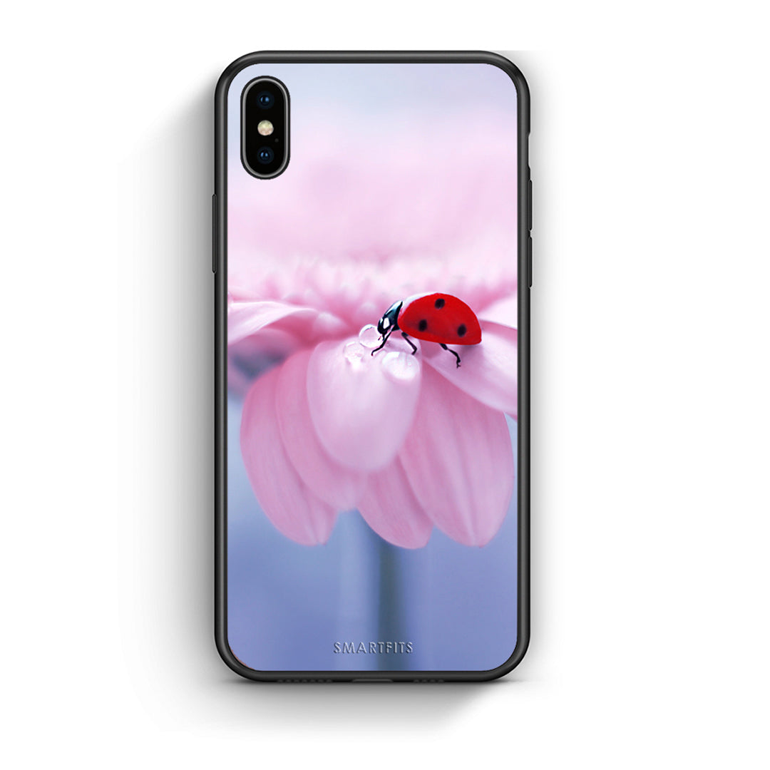 iphone xs max Ladybug Flower θήκη από τη Smartfits με σχέδιο στο πίσω μέρος και μαύρο περίβλημα | Smartphone case with colorful back and black bezels by Smartfits