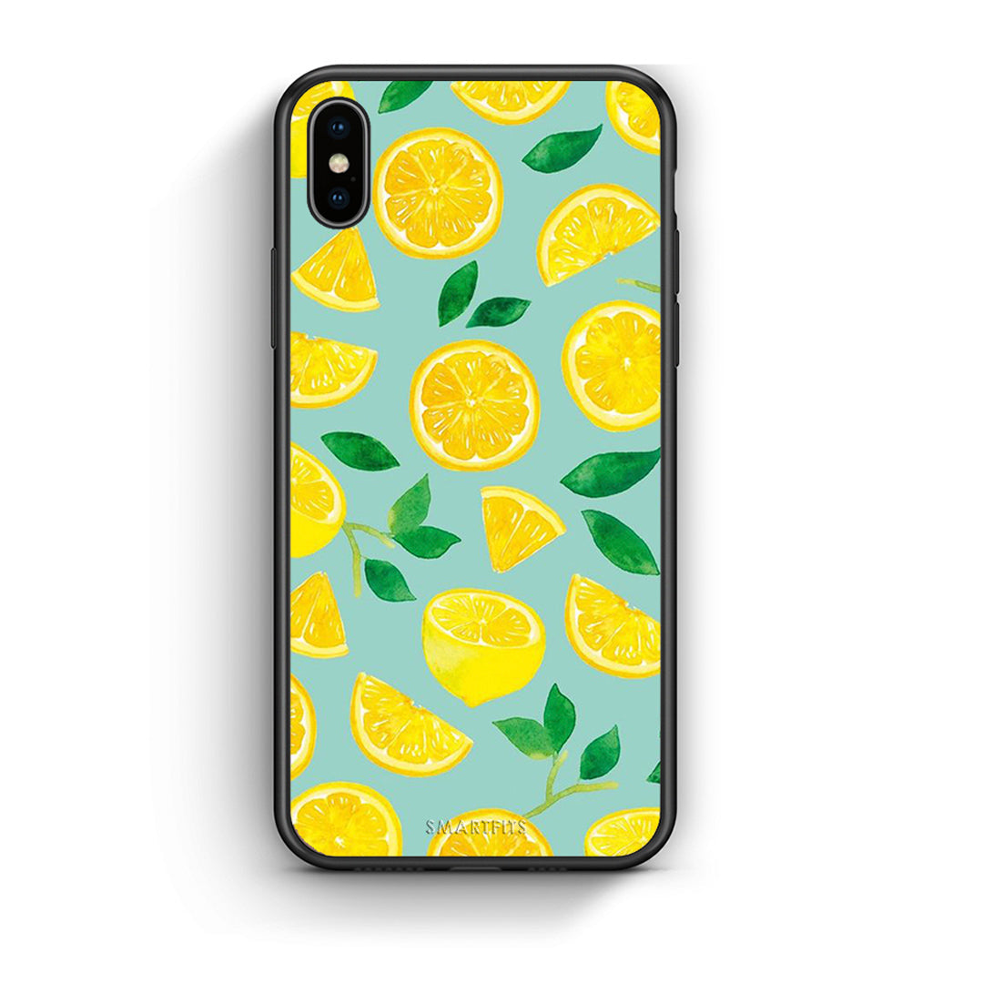 iphone xs max Lemons θήκη από τη Smartfits με σχέδιο στο πίσω μέρος και μαύρο περίβλημα | Smartphone case with colorful back and black bezels by Smartfits