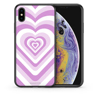 Thumbnail for Θήκη iPhone Xs Max Lilac Hearts από τη Smartfits με σχέδιο στο πίσω μέρος και μαύρο περίβλημα | iPhone Xs Max Lilac Hearts case with colorful back and black bezels