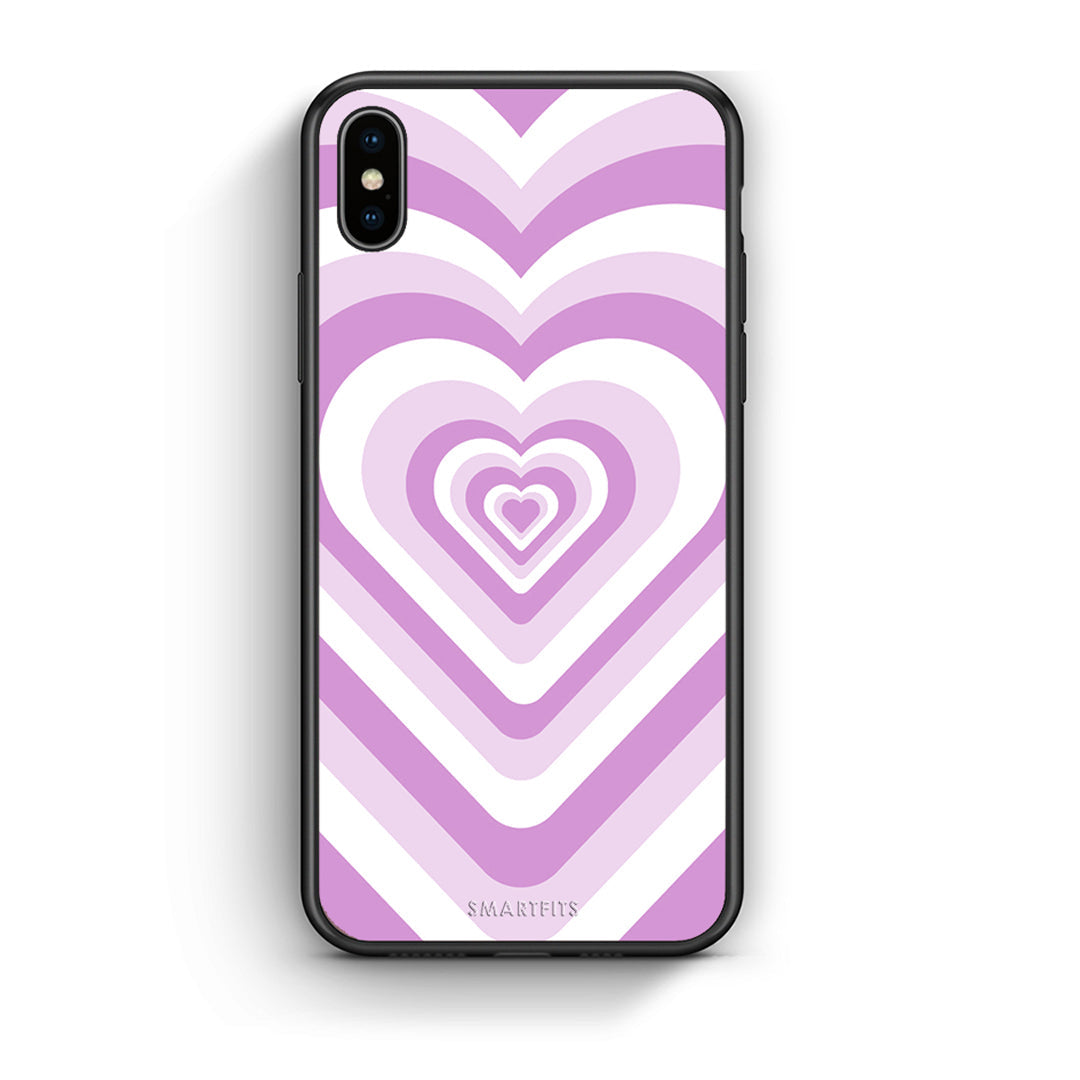 iPhone X/Xs Lilac Hearts θήκη από τη Smartfits με σχέδιο στο πίσω μέρος και μαύρο περίβλημα | Smartphone case with colorful back and black bezels by Smartfits