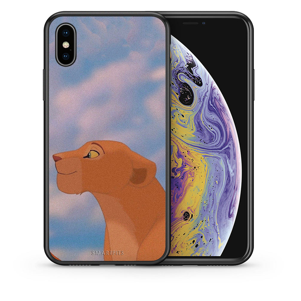 Θήκη Αγίου Βαλεντίνου iPhone X / Xs Lion Love 2 από τη Smartfits με σχέδιο στο πίσω μέρος και μαύρο περίβλημα | iPhone X / Xs Lion Love 2 case with colorful back and black bezels