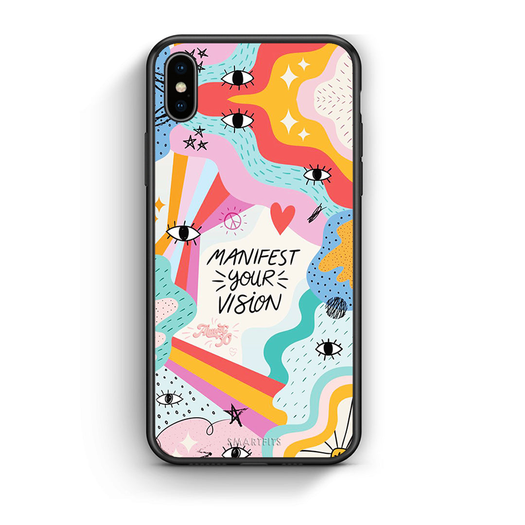 iPhone X/Xs Manifest Your Vision θήκη από τη Smartfits με σχέδιο στο πίσω μέρος και μαύρο περίβλημα | Smartphone case with colorful back and black bezels by Smartfits