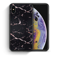 Thumbnail for Θήκη iPhone Xs Max Black Rosegold Marble από τη Smartfits με σχέδιο στο πίσω μέρος και μαύρο περίβλημα | iPhone Xs Max Black Rosegold Marble case with colorful back and black bezels