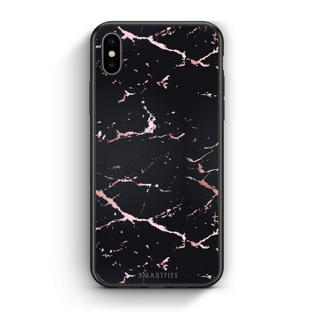 4 - iPhone X/Xs Black Rosegold Marble case, cover, bumper