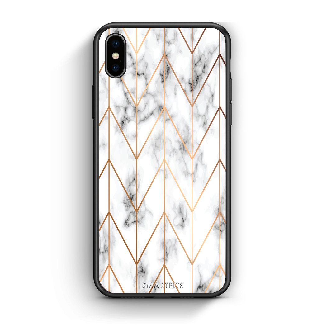 44 - iPhone X/Xs Gold Geometric Marble case, cover, bumper