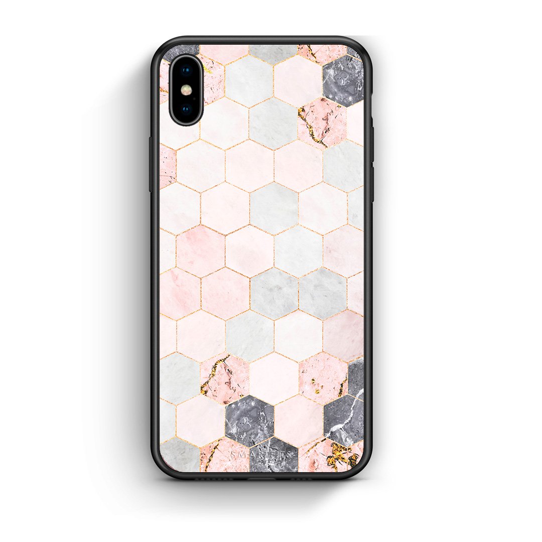 4 - iphone xs max Hexagon Pink Marble case, cover, bumper
